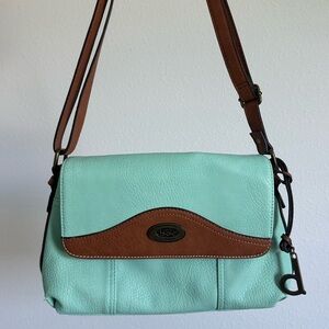Born Teal and Brown Crossbody Bag